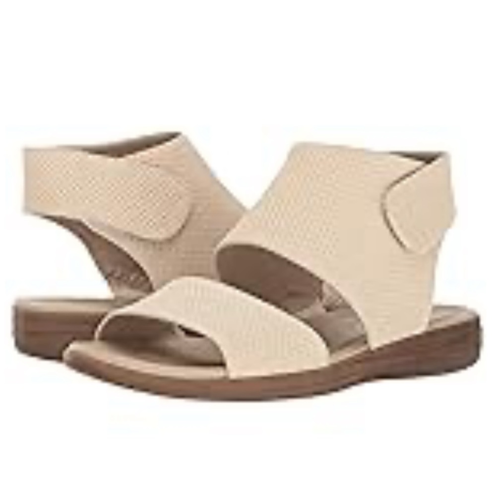 Naturalizer Fae Leather Sandals Open Toe Perforated Leather Velcro Cream 9 1/2
